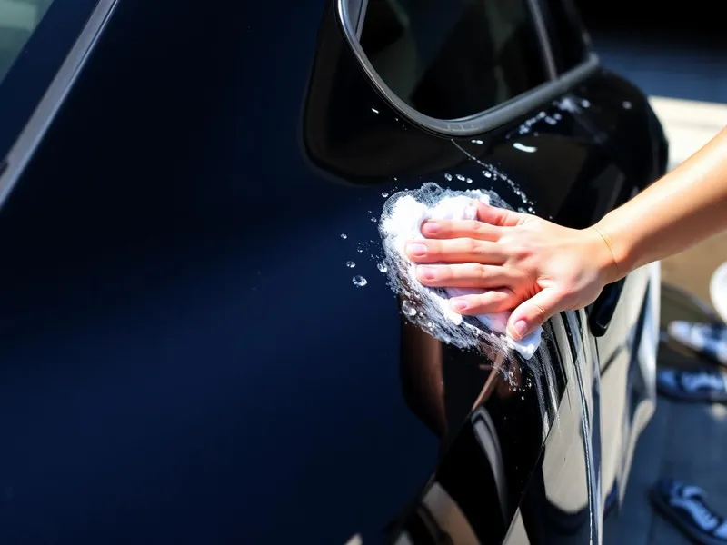 Hand-detailed car with soap suds